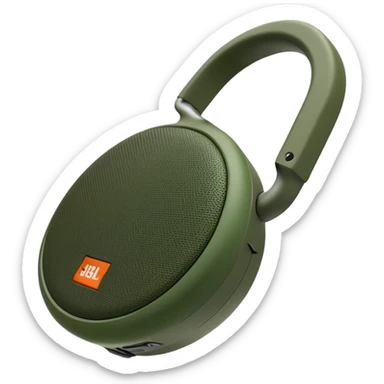 Ultra minimal JBL Clip 4 speaker with just a few green camouflage spots, iOS emoji style sticker