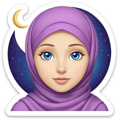 Turkish beautiful finish Konya girl blue eyes with lila color and ramadan moon hijab  sticker