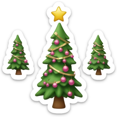 A Christmas tree with pink ornaments  sticker