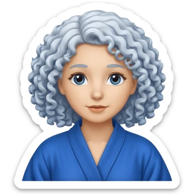  curly white haired woman in blue robe sticker