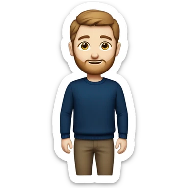 irish man, blue eyes, brown short hair and short beard, wearing a smart navy blue jumper. sticker