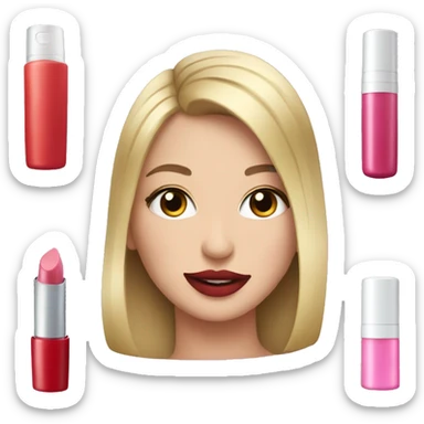 emoji of lipstick, makeup and shampoo sticker