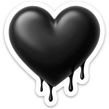 black ink blob heart emoji with ink streaks, isolated on white background, grunge, like pen stroke sticker