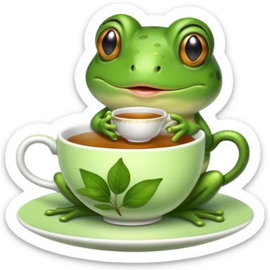 Frog sipping tea sticker
