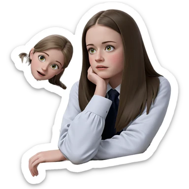 school girls in classroom setting sticker