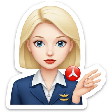 Person pressing flight attendant button sticker