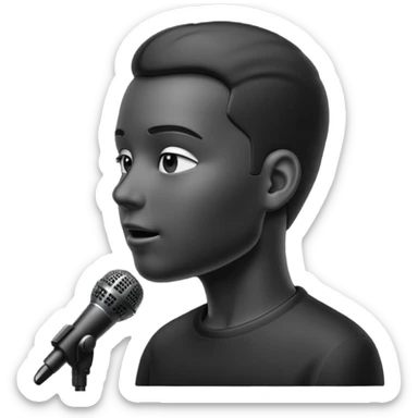 head silhouette speaking into a microphone sticker