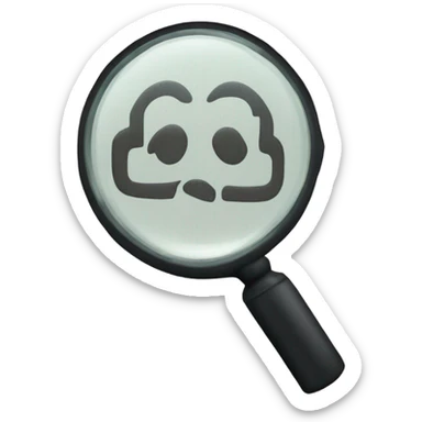 a magnifying glass. Inside the circular lens a pixelated letter 'A' sticker