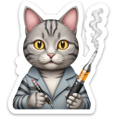 A cat with a vape sticker