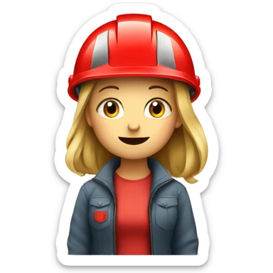 girl with red safety helmet says no sticker