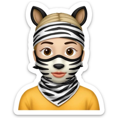 Nerd emoji with a zebra print bandana mask on sticker