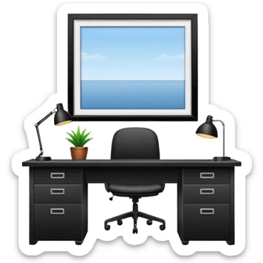 An office with an empty desk (the boss is not there) sticker
