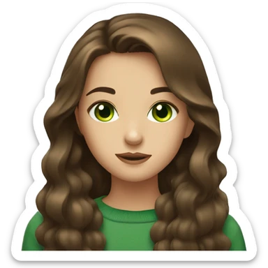 a girl with brown hair and big mesmerising green eyes  sticker