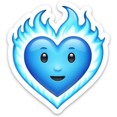 Emoji style Blue fire heart  sticker