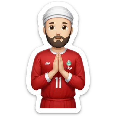 White man wearing Liverpool jersey dressed like Muslim praying sticker