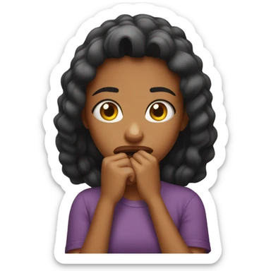 nervous girl bite fingernails  sticker