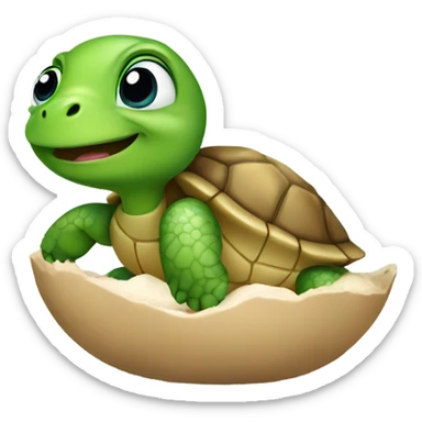 A baby turtle hatching sticker