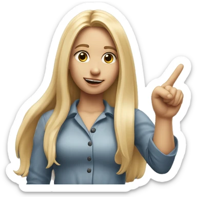 Blonde women with LONG HAIR, POINTING YOU FORWARD with her HAND with INDEX FINGER, Hyper Realistic sticker