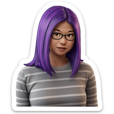 purple haired girl in stripes sticker