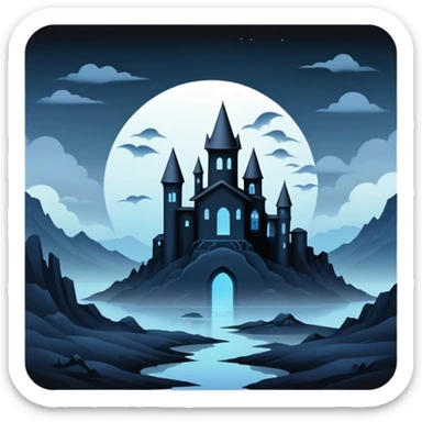 Ghostly Pastel Dark Dull Black Blue White Spectral Gloomy Dusky Dystopian Apocalyptic Aesthetic Scenery Deco sticker