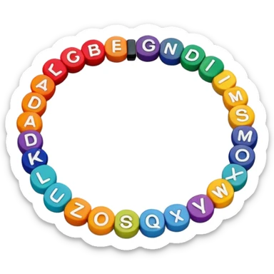 colourful alphabet flat round beaded bracelet  sticker