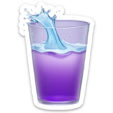 splashing glass of water in a clear purple cup sticker