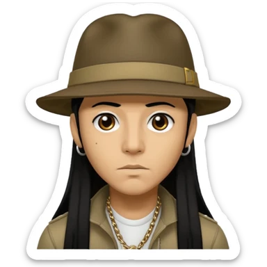 Taboo from Black Eyed Peas with long hair sticker