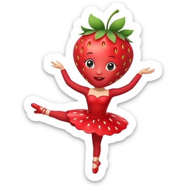 Strawberry fruit dancing ballet sticker
