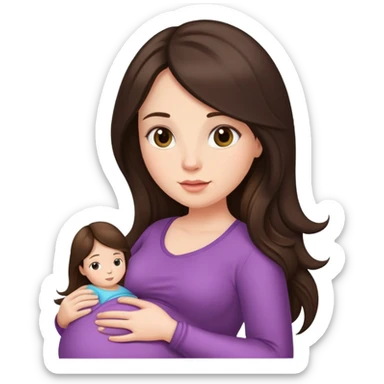 Brunette long hair lady pregnant  sticker