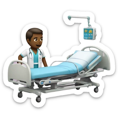 Hospital bed with Patient  sticker