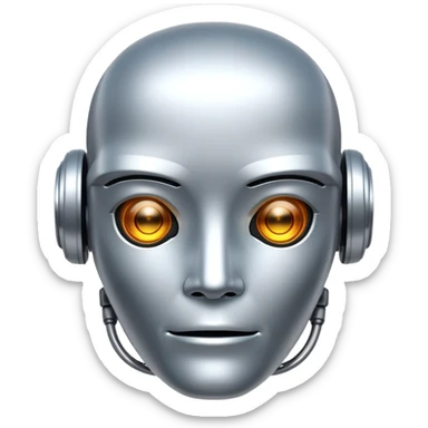 simple AI robot face with digital expression sticker