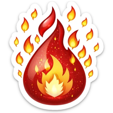 red glitter fire sticker