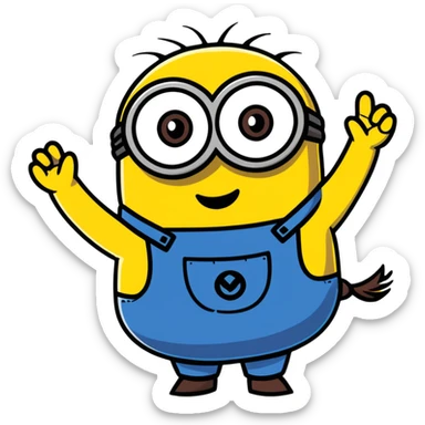 Minion character waving sticker