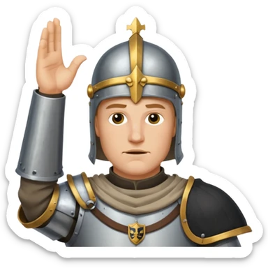 Hazme el emoji de un caballero medieval con actitud muy masculina en diversos estados de animos de los caballeros teutonicos saludando sticker