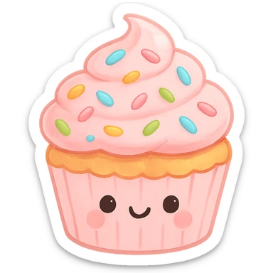 Remove the background, keep the pink cupcake with sprinkles cute with a transparent background. sticker