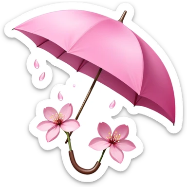 ☂️🌸Two cherry blossoms dropped from a pink umbrella sticker