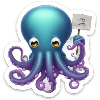 Cute kraken Holding a Sign in his tentacles sticker