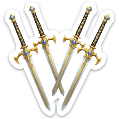 Two Golden royal swords with gold blades and gold handel sticker