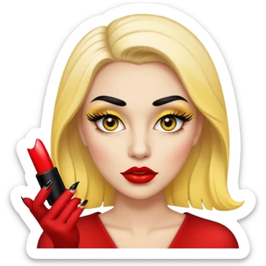 Baddie with nails and lashes ios yellow face big lips big long lashes  sticker