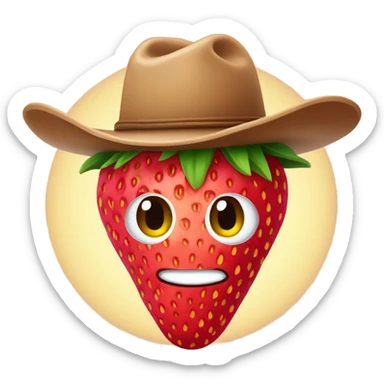 Strawberry wearing cowboy hat sticker