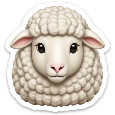 Cinematic Noble Sheep Portrait Emoji, Poised and regal, with a large, sturdy build and a luxuriously fluffy, well-groomed white fleece, deep-set soulful gentle eyes, Simplified yet sharp and sophisticated features, highly detailed, glowing with a soft, dignified glow, high shine, intelligent and calm, stylized with an air of pastoral majesty, focused and attentive, soft glowing outline, capturing the essence of a watchful and confident sheep, so majestic it feels as though it could amble out of the screen with effortless authority! sticker