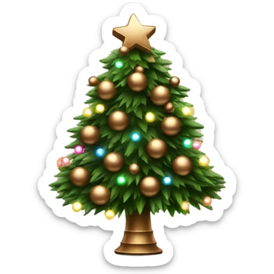 Christmas tree with bronze balls and lights sticker