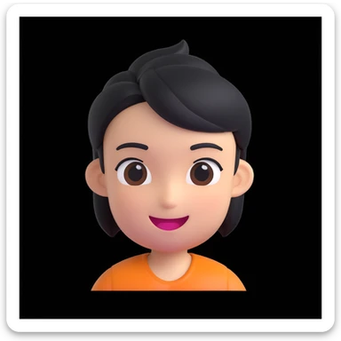 Mii-style avatar, winking, playful pose, plain background sticker
