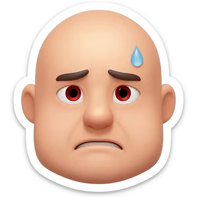 nervous anxious face with sweat drop, 3D emoji style sticker