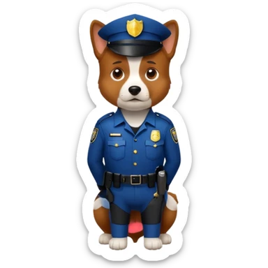 A dog dressed as a police officer, looking serious and observant sticker