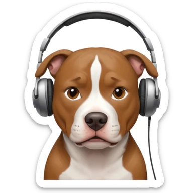 pitbull with headphones sticker