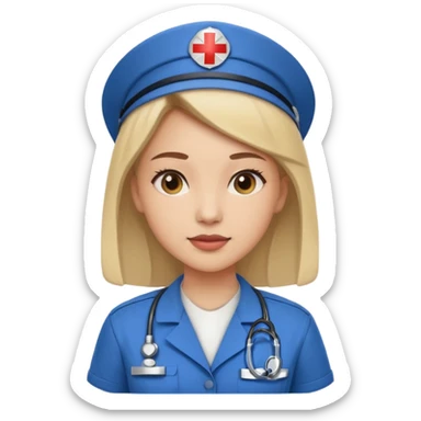 A young medic (woman) contributing to the local hospital sticker