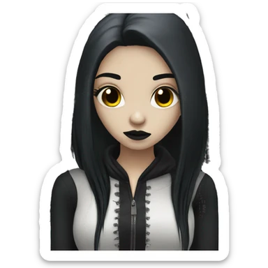 goth girl pale with long straight black hair  sticker