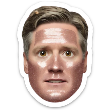 keir starmer with glitter thrown over his face sticker