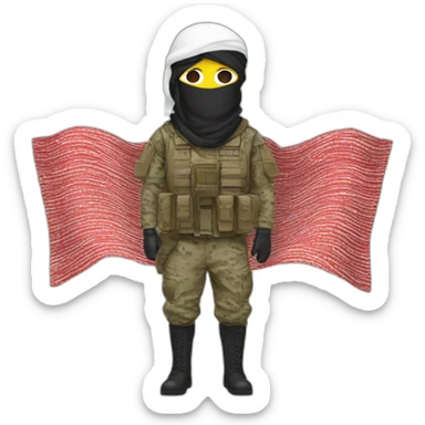  masked with red and white shemagh and wearing military clothing sticker